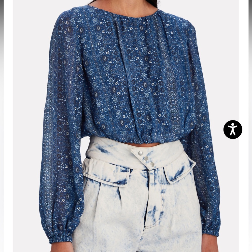 INTERMIX Paola Cropped Printed Voile Blouse
